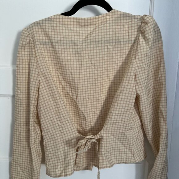 Reformation Beige and White Checkered Blouse - Picture 3 of 3